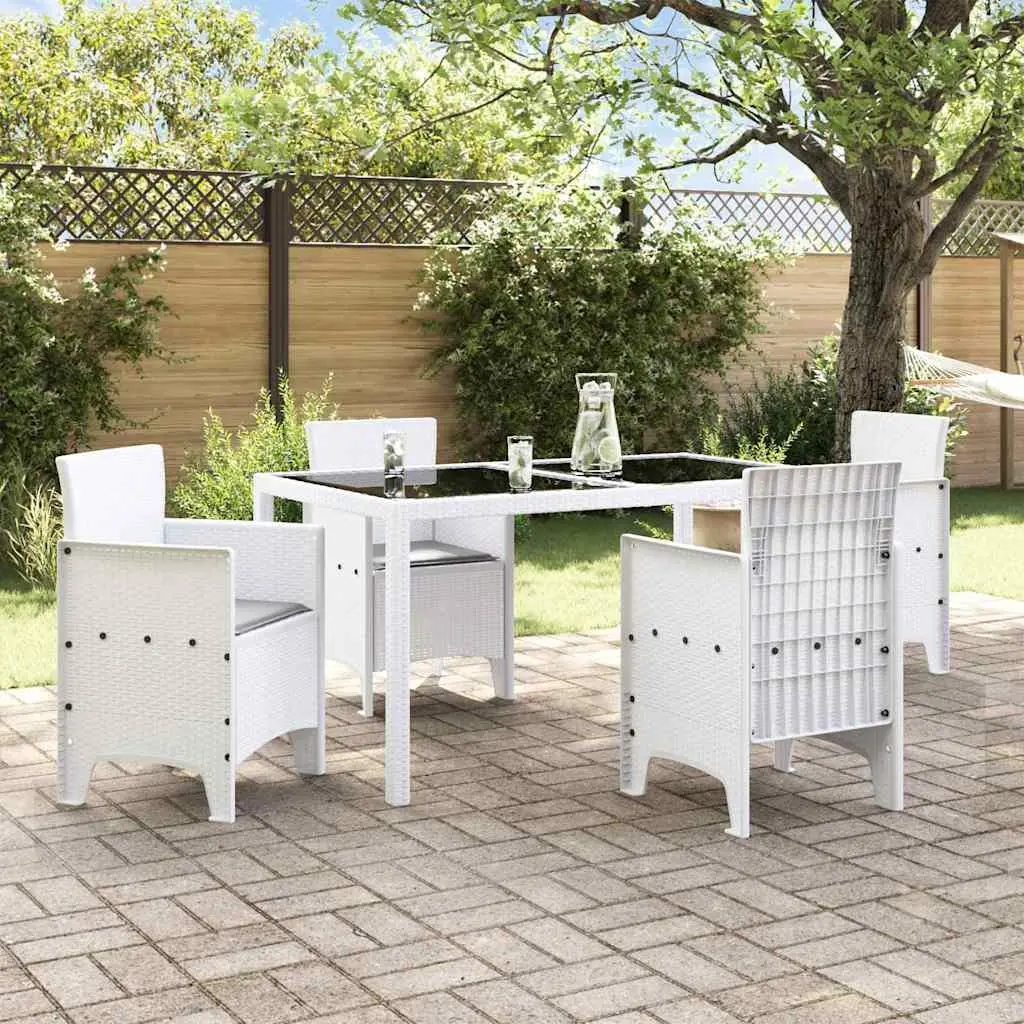 Outdoor Garden Chair Set 4 Pieces White Modern Patio Seating Stackable Furniture