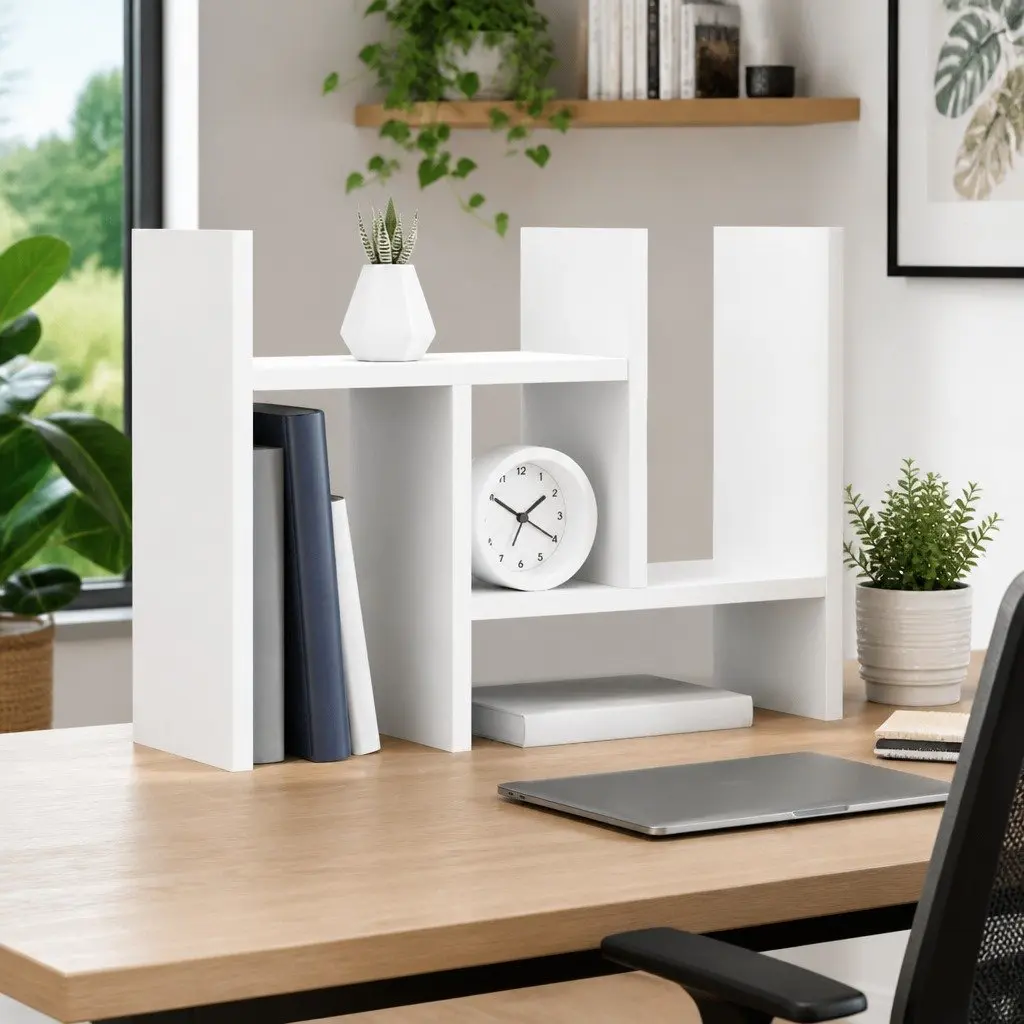 Desk Organiser 34.5x15.5x35.5 cm Engineered Wood Adjustable Corner Shelf