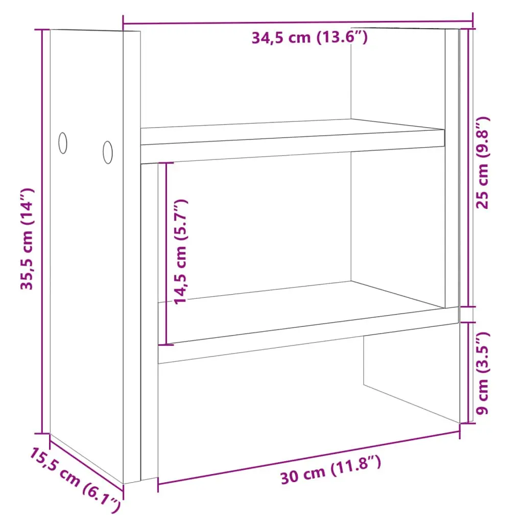 Desk Organiser 34.5x15.5x35.5 cm Engineered Wood Adjustable Corner Shelf