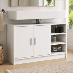 Stylish Bathroom Sink Cabinet in White Engineered Wood 90x29x55cm
