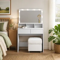 Elevate Your Space with a White Vanity and LED Mirror