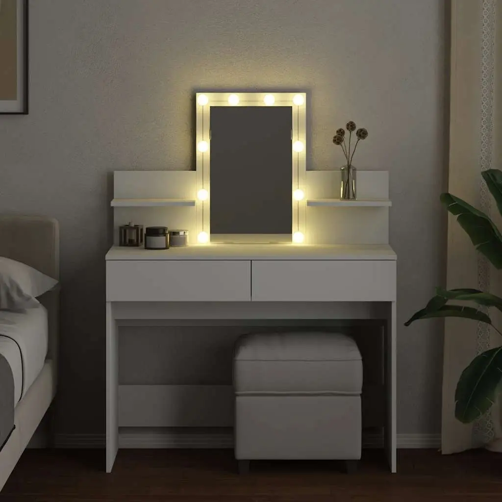 Dressing Table 100cm White LED Mirror Vanity Makeup Desk with Storage Drawers