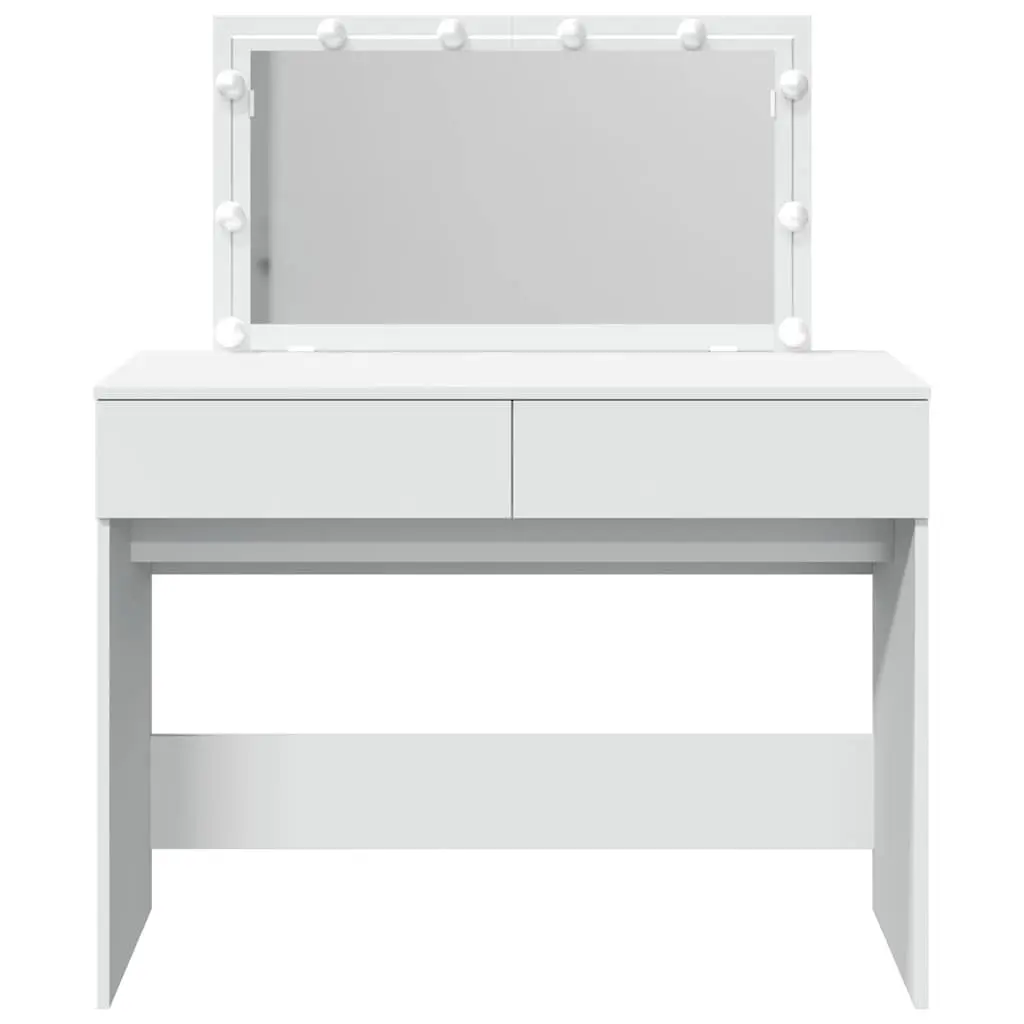 Dressing Table 100W x 40D x 120H cm White LED Mirror 2 Drawers Storage Desk