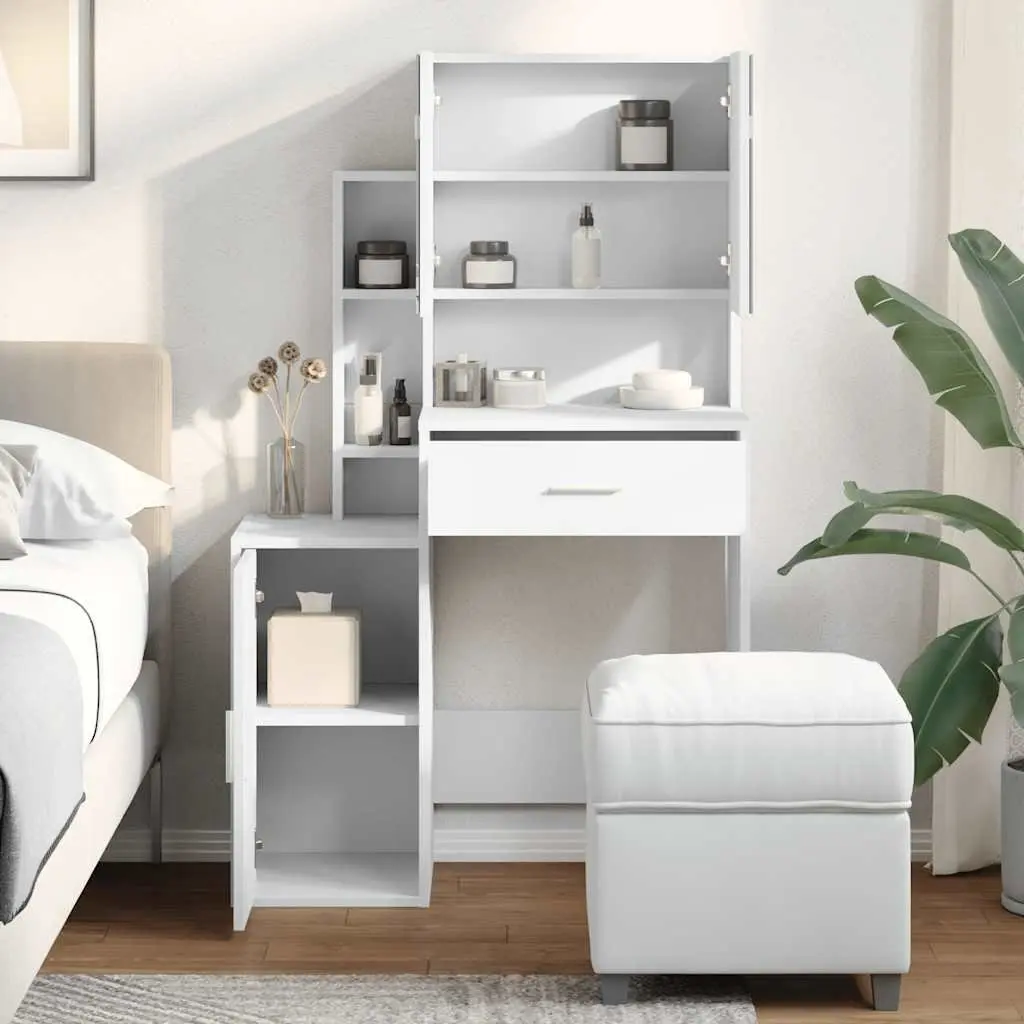 Dressing Table with Mirror and Storage Drawer White