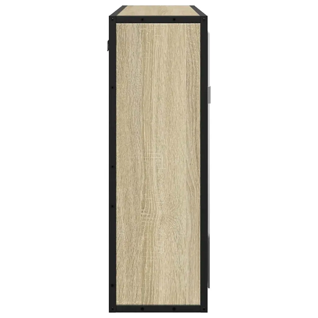 Bathroom Mirror Cabinet Wall-Mounted Storage Unit Brown Engineered Wood Moisture-Resistant
