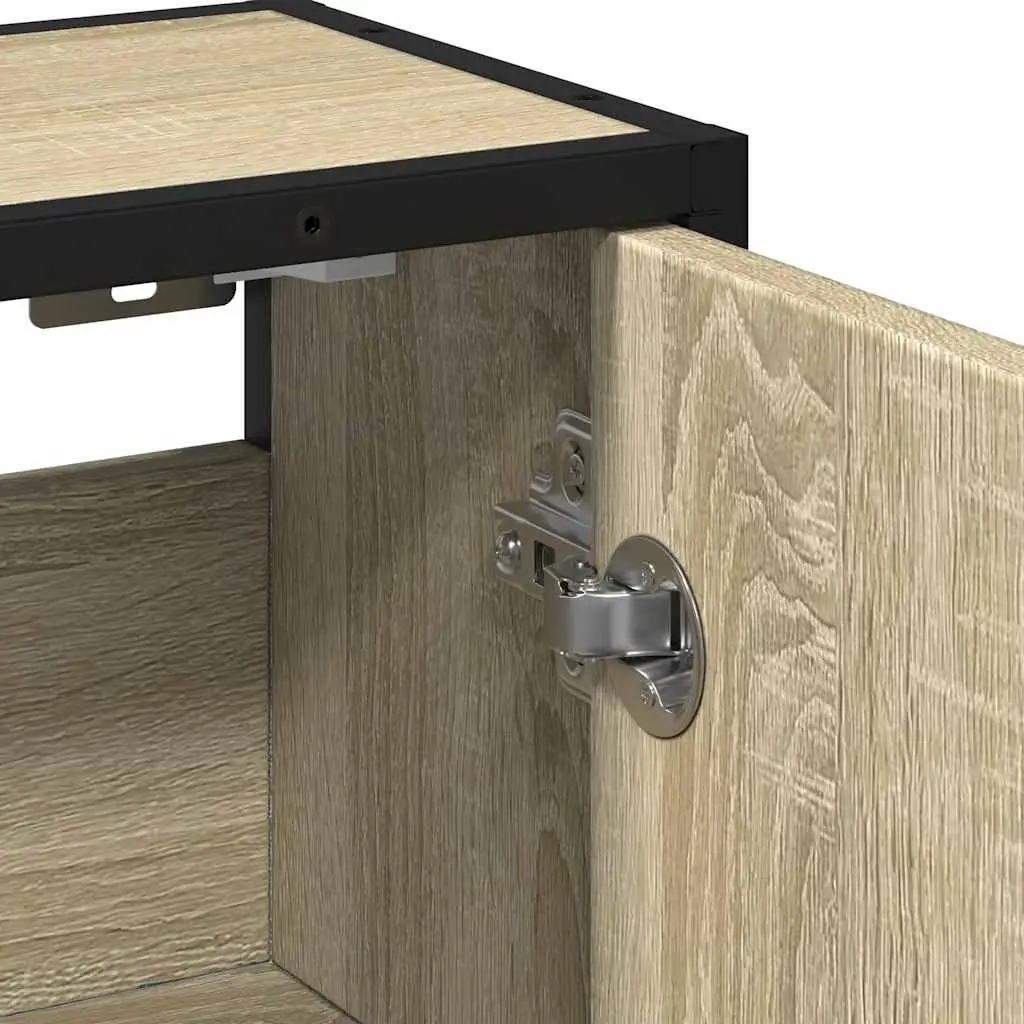 Bathroom Mirror Cabinet Wall-Mounted Storage Unit Brown Engineered Wood Moisture-Resistant
