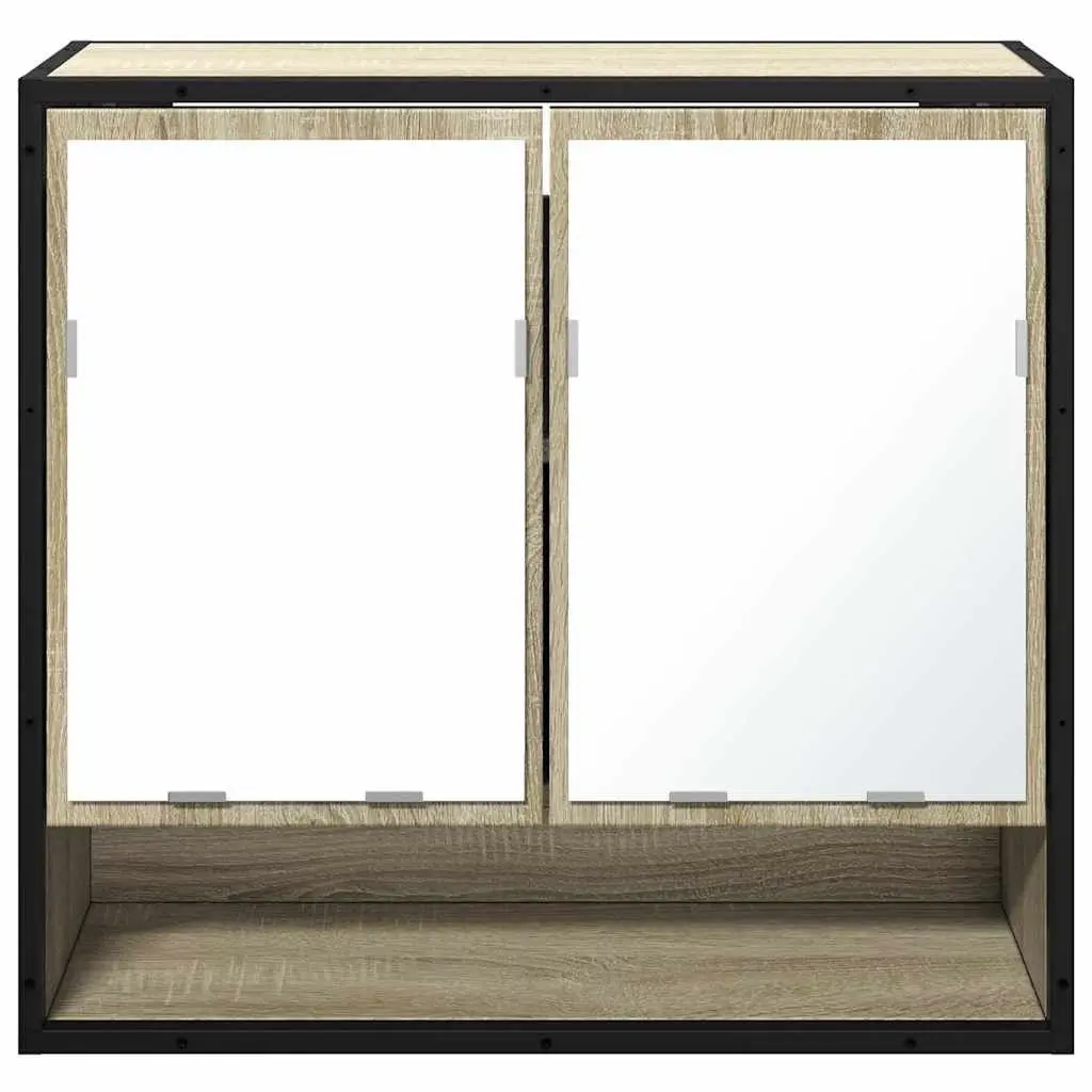Wall-Mounted Bathroom Vanity Unit with Mirror Engineered Wood Brown 65W x 20D x 60H cm