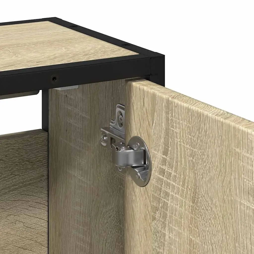 Wall-Mounted Bathroom Vanity Unit with Mirror Engineered Wood Brown 65W x 20D x 60H cm