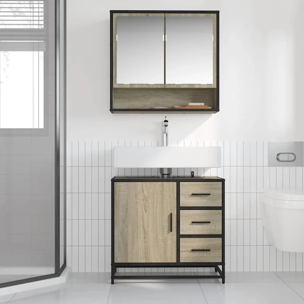 Bathroom Sink Cabinet 65x33x60 cm Brown Engineered Wood Vanity Unit with Pre-Drilled Sink Hole and Ample Storage Space