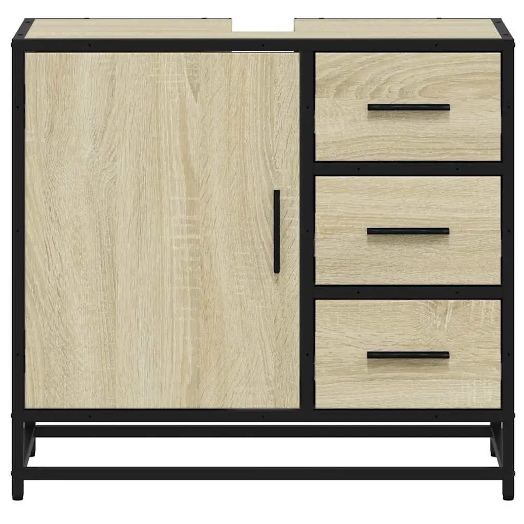 Bathroom Sink Cabinet 65x33x60 cm Brown Engineered Wood Vanity Unit with Pre-Drilled Sink Hole and Ample Storage Space