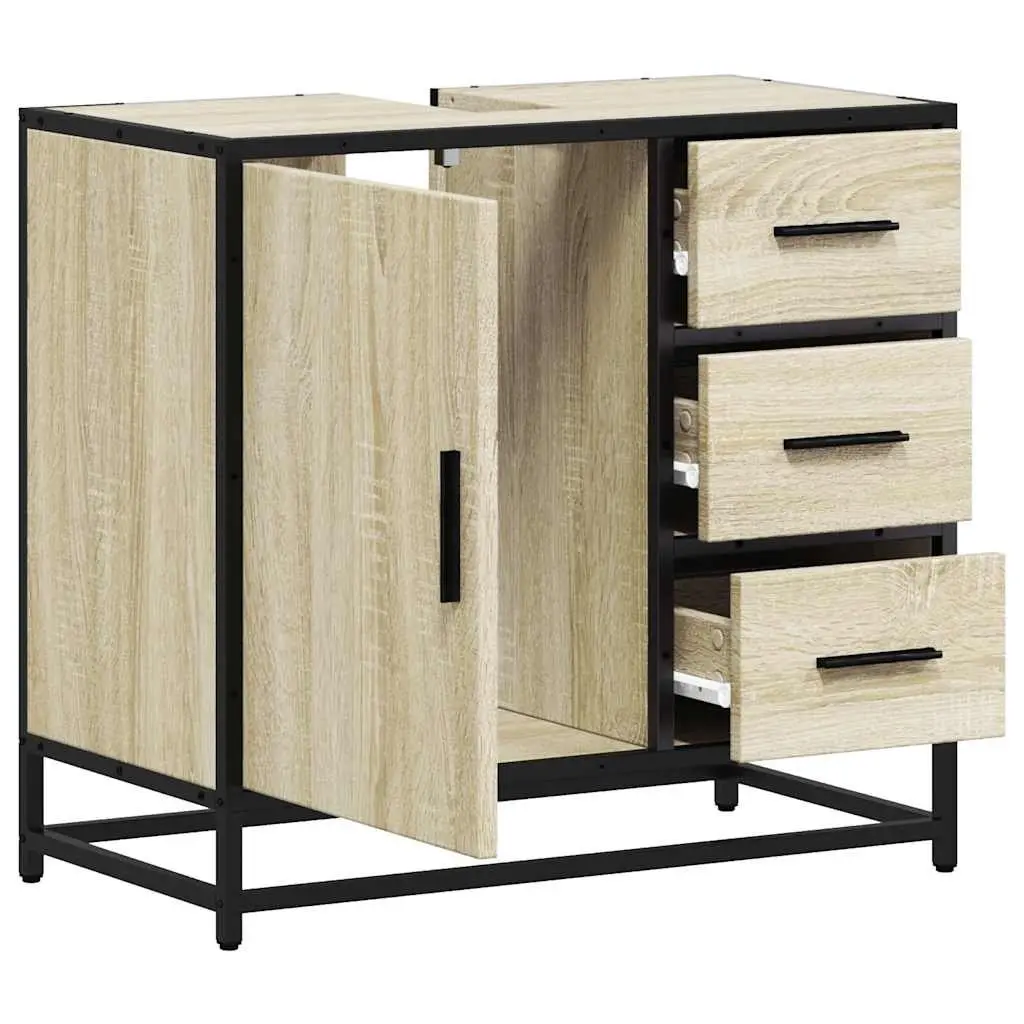 Bathroom Sink Cabinet 65x33x60 cm Brown Engineered Wood Vanity Unit with Pre-Drilled Sink Hole and Ample Storage Space