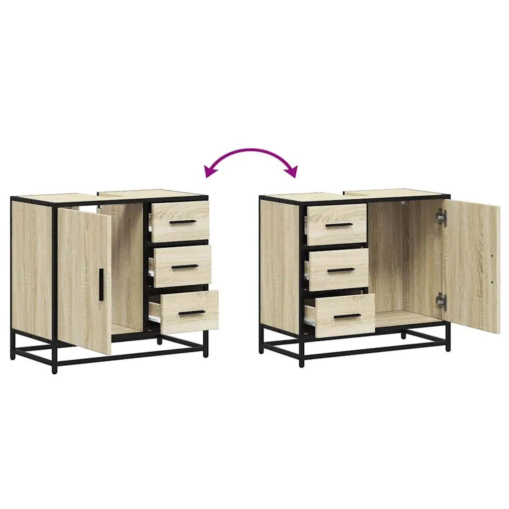 Bathroom Sink Cabinet 65x33x60 cm Brown Engineered Wood Vanity Unit with Pre-Drilled Sink Hole and Ample Storage Space