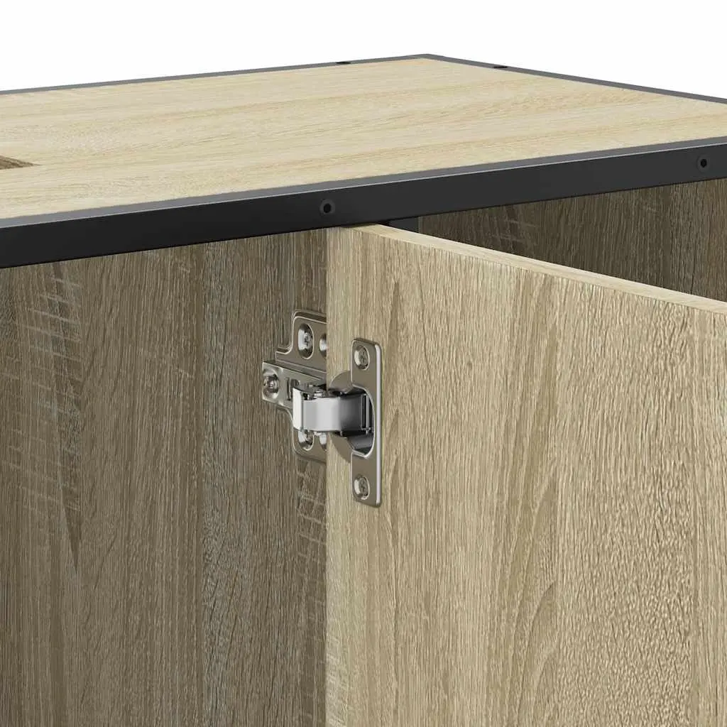 Bathroom Sink Cabinet 80x33x60 cm Engineered Wood Storage with Metal Frame