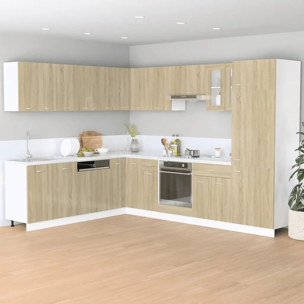 Bottom Kitchen Cabinet 80 x 46 x 81.5 cm Sonoma Oak Engineered Wood Storage Unit with Two Doors and Internal Shelving