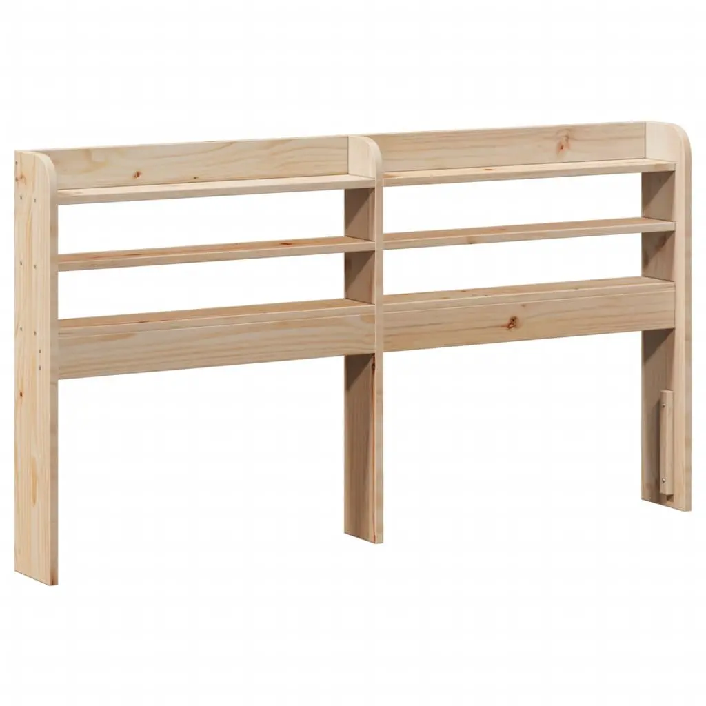 Headboard with Storage Shelves 135cm Freestanding Solid Pinewood Brown