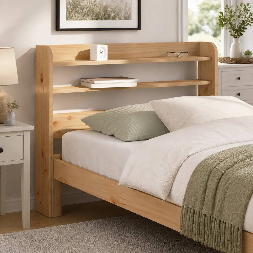 Headboard with Shelves 90 cm Solid Pinewood Freestanding Storage Bedroom Furniture Brown