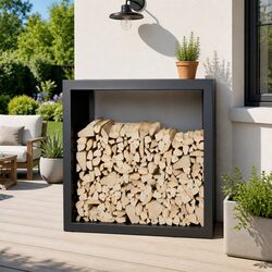 Firewood Rack Storage Stand Log Holder Steel Anthracite 100x40x100cm Home Garden