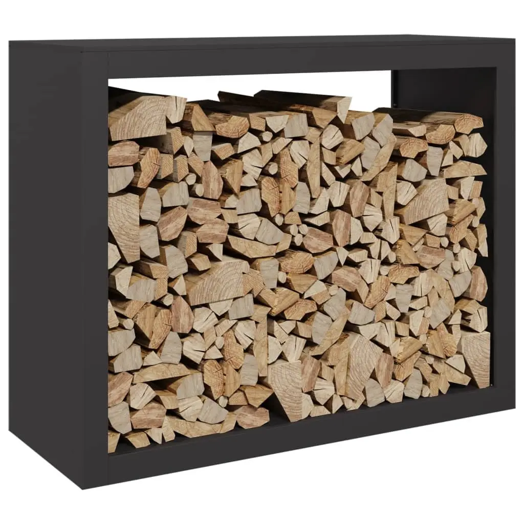 Firewood Rack Steel Heavy Duty Black Log Storage Stand for Fireplace