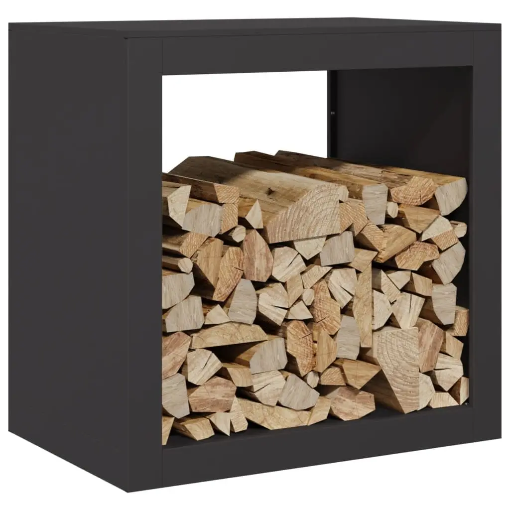 Firewood Rack Steel Black Log Storage Stand Fireplace Wood Holder Outdoor