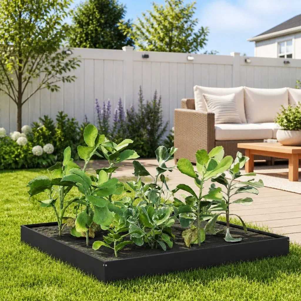 Raised Garden Bed 100x100x18.5cm Steel Weather Resistant Outdoor Planter Box