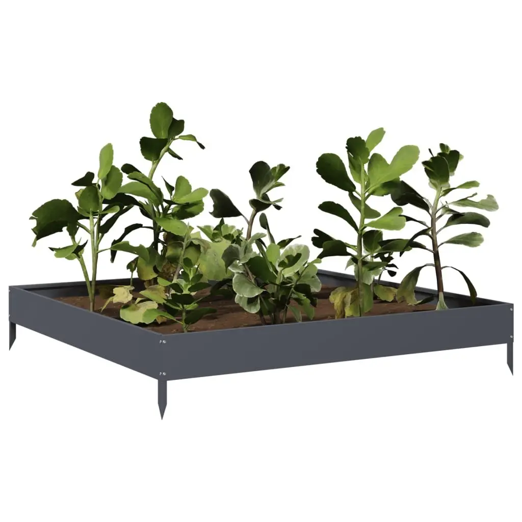 Raised Garden Bed 100x100x18.5cm Steel Weather Resistant Outdoor Planter Box