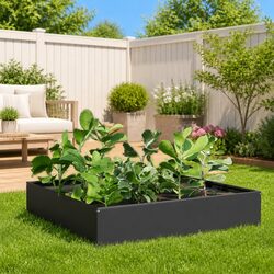 Raised Garden Bed Steel Planter Anthracite 100x100x33.5cm Outdoor Flowers