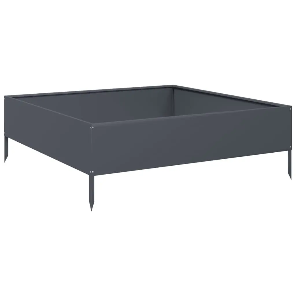 Steel Raised Garden Bed 100x100x33.5cm Weather Resistant Open Bottom Planter for Outdoor Flowers