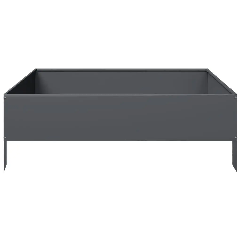 Steel Raised Garden Bed 100x100x33.5cm Weather Resistant Open Bottom Planter for Outdoor Flowers