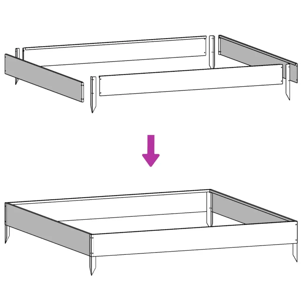 Steel Raised Garden Bed 100x100x33.5cm Weather Resistant Open Bottom Planter for Outdoor Flowers
