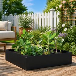 Enhance Your Outdoor Space with a Black Steel Raised Bed 100x100x41cm