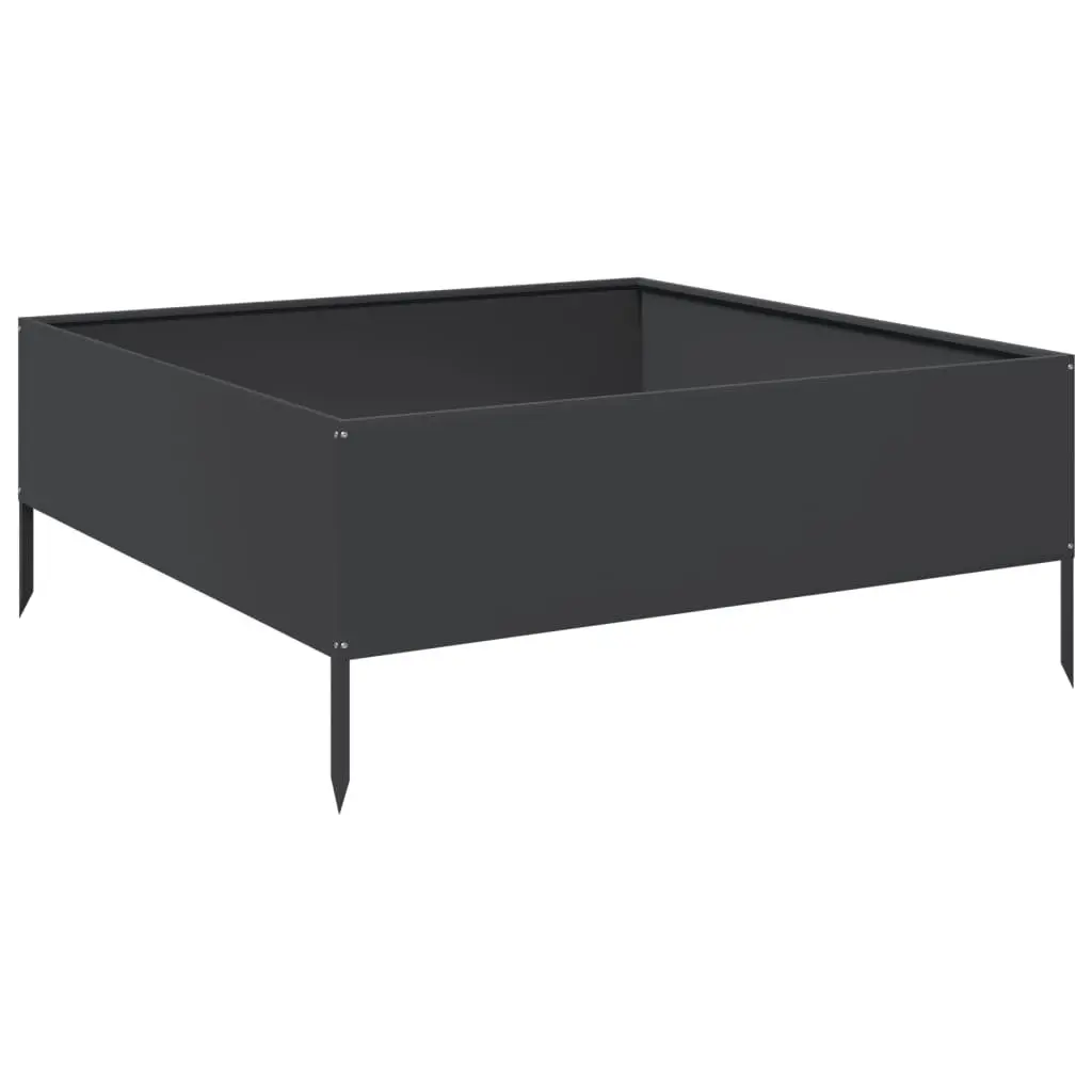 Garden Raised Bed Planter Black 100x100x41cm Steel Outdoor Vegetable Flower