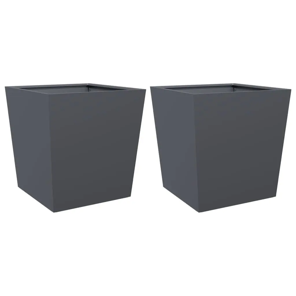 Garden Planters 50x50x50 cm Steel Square Rust-Resistant Outdoor Planter Pot 2 pcs