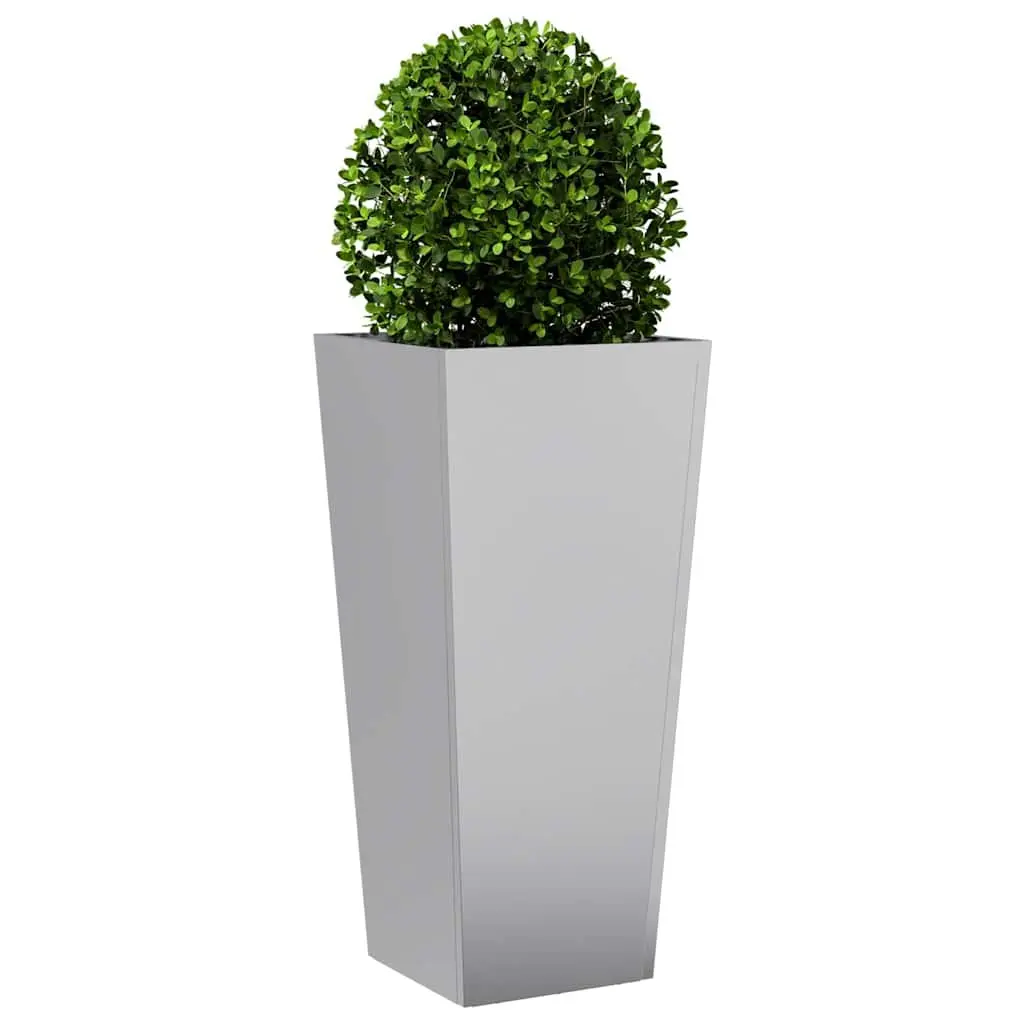 Garden Planters 35x35x75 cm Silver Galvanised Steel Outdoor Pots 2 Piece