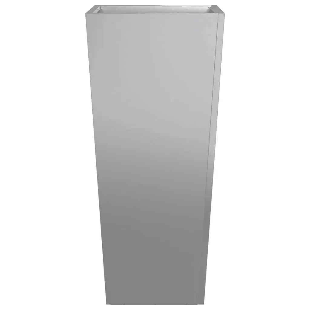 Garden Planters 35x35x75 cm Silver Galvanised Steel Outdoor Pots 2 Piece