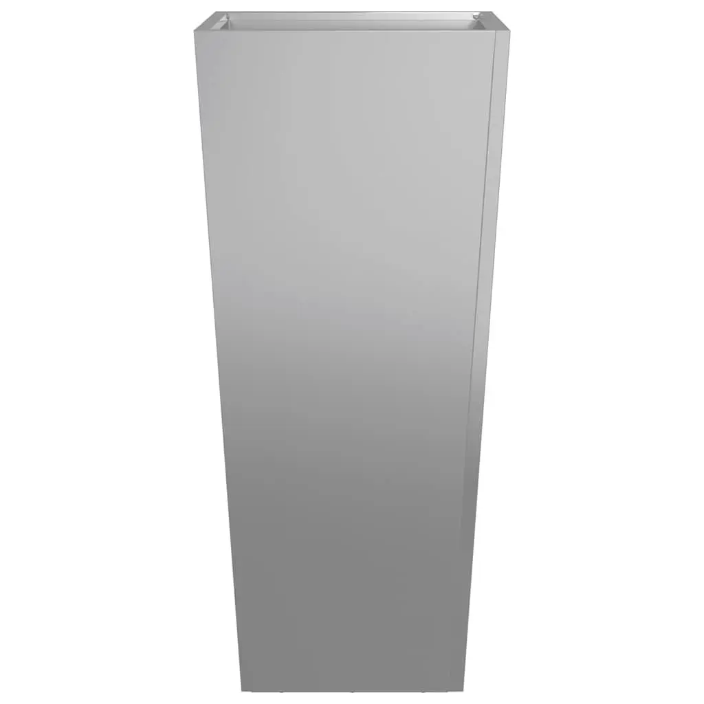 Garden Planters 35x35x75 cm Silver Galvanised Steel Outdoor Pots 2 Piece