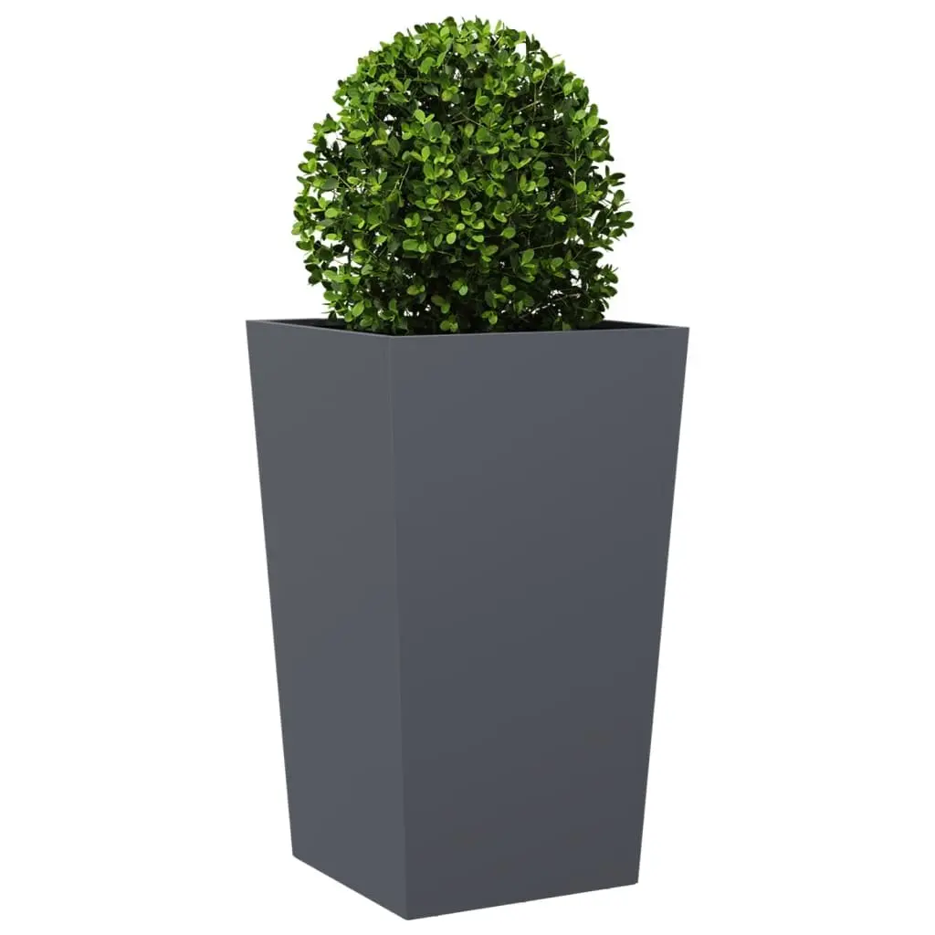 Garden Planter 45x45x75cm Steel Anthracite Outdoor Pots for Flowers Plants