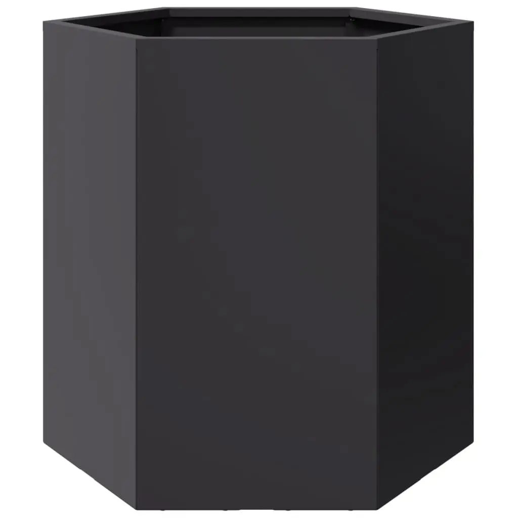 Garden Planters 46x40x45 cm Black Hexagon Raised Outdoor Flower Pot 2 pcs
