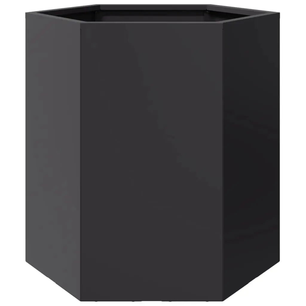 Garden Planters 46x40x45 cm Black Hexagon Raised Outdoor Flower Pot 2 pcs