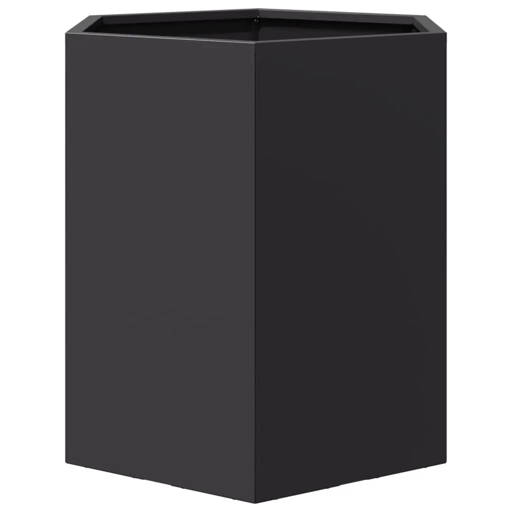Garden Planters 46x40x45 cm Black Hexagon Raised Outdoor Flower Pot 2 pcs