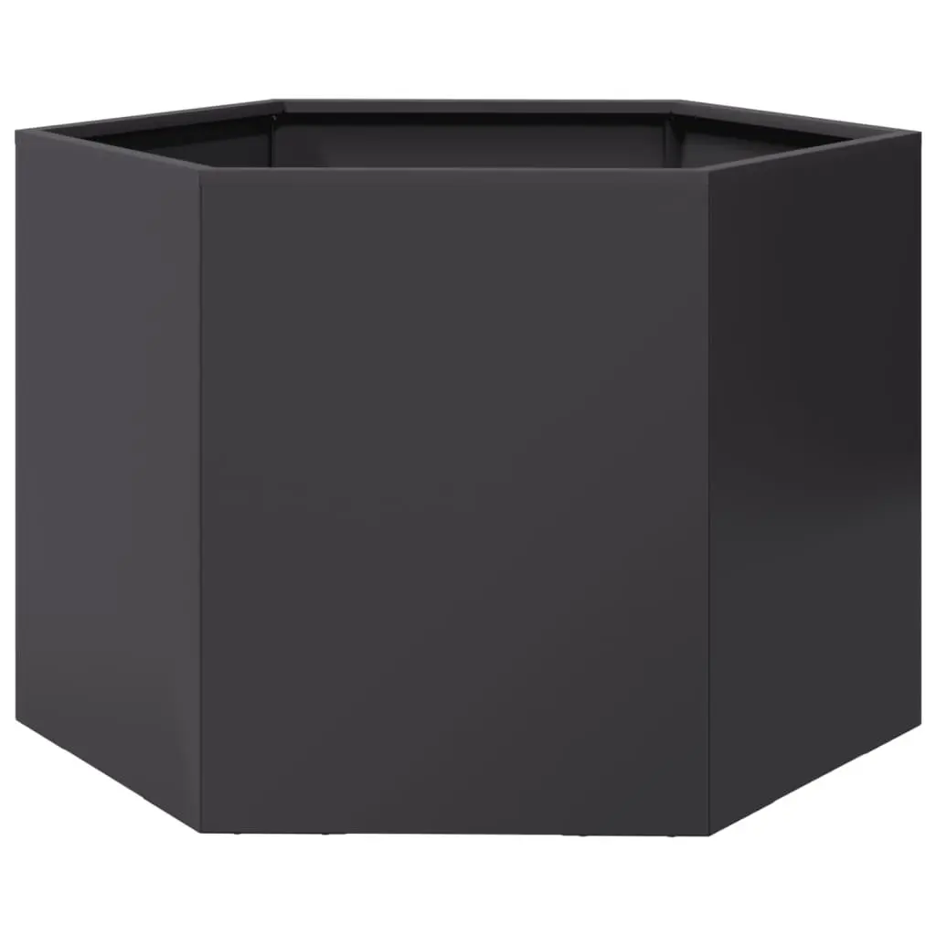 Hexagon Garden Planter Black Steel Raised Bed 69x60x45cm Outdoor Flowers Plants