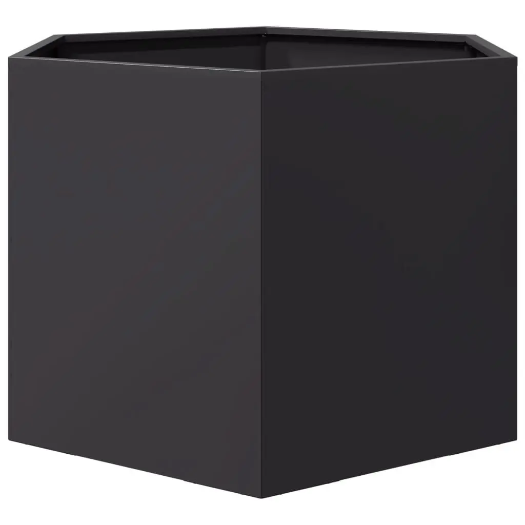 Hexagon Garden Planter Black Steel Raised Bed 69x60x45cm Outdoor Flowers Plants