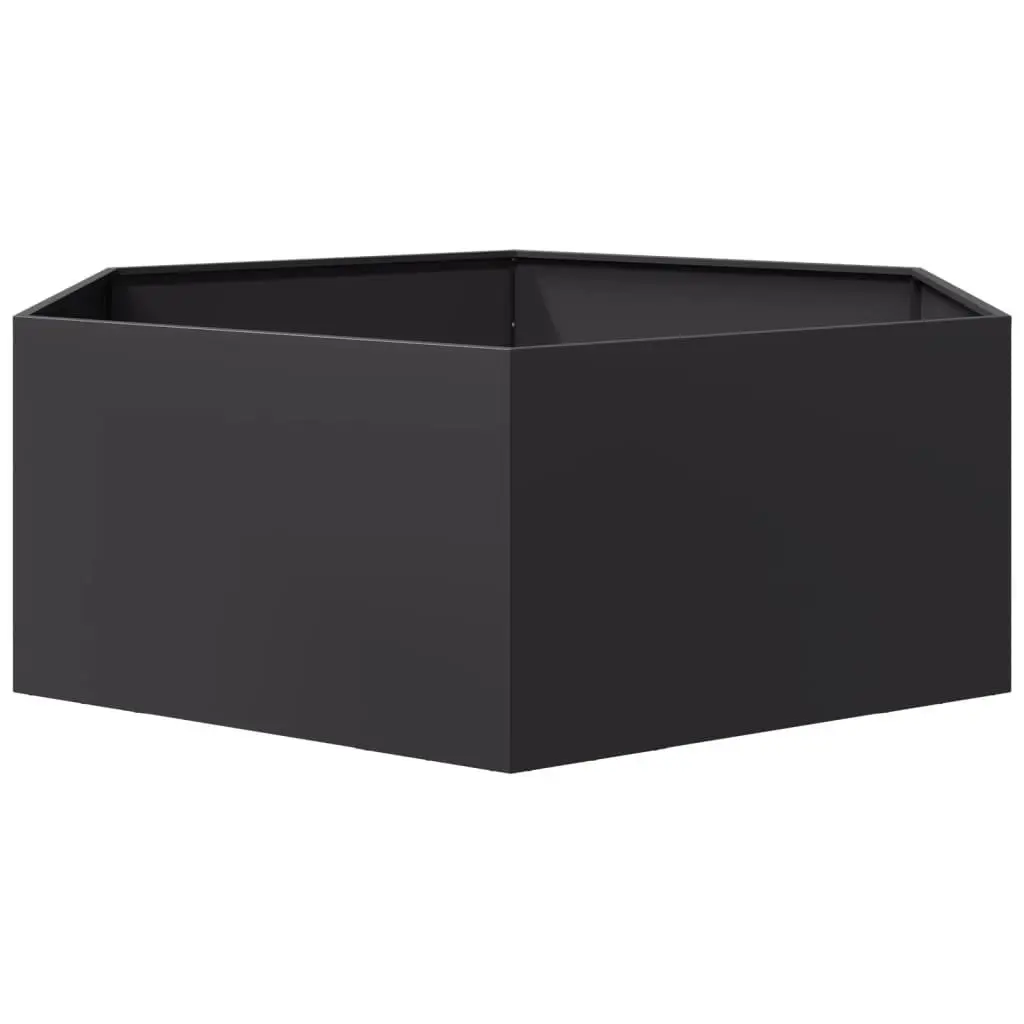 Hexagon Garden Planter Black Raised Bed Outdoor for Flowers Plants Vegetables Herbs
