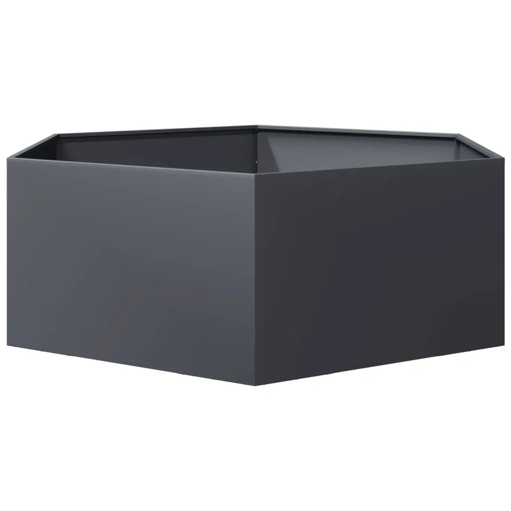 Hexagon Garden Planter Steel Anthracite Raised Bed for Outdoor Flowers Plants