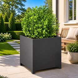 Elevated Black Garden Planter Box for Outdoor Living 50x50x50cm
