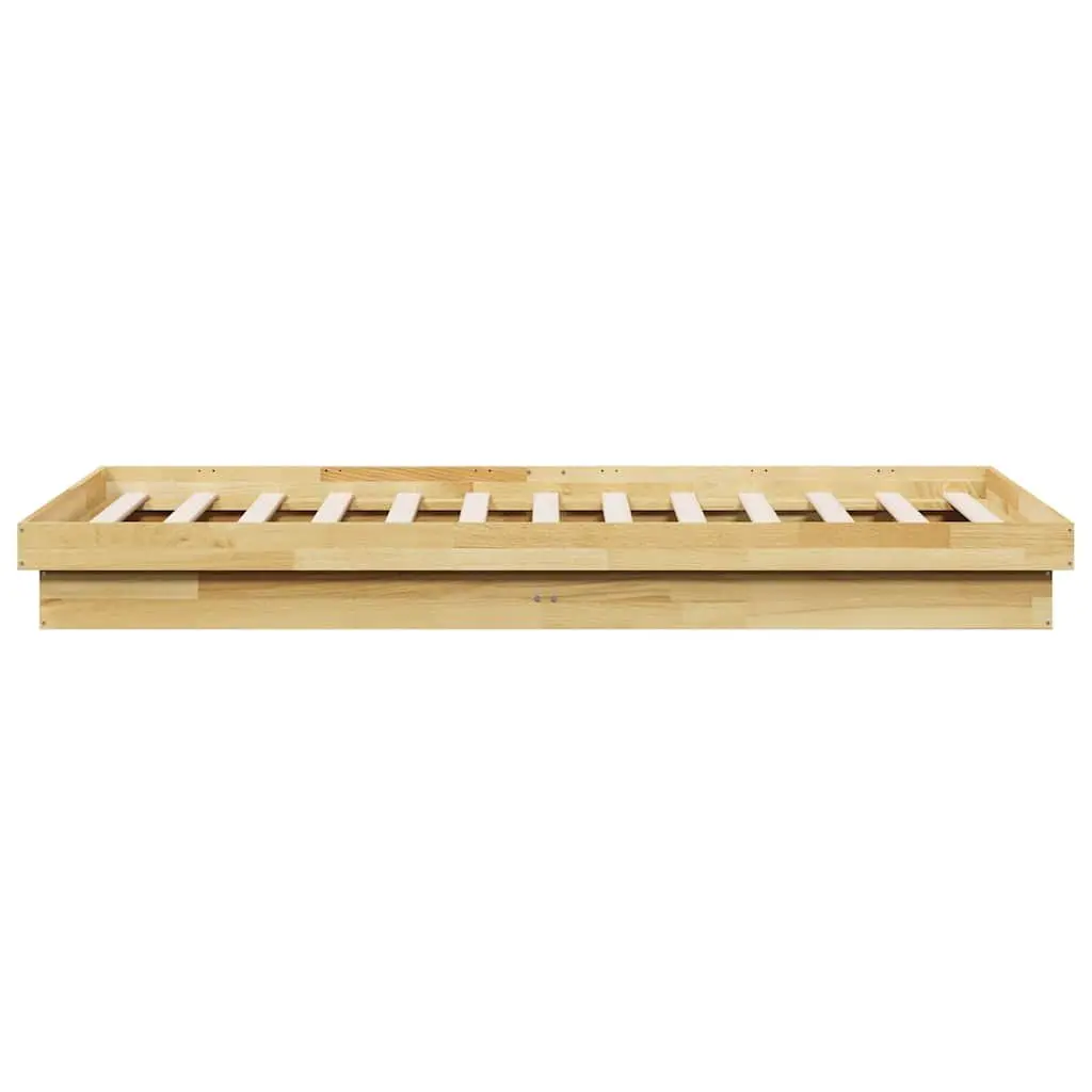 Solid Oak Wood Bed Frame 90x190 cm Low Floor Slatted Base
