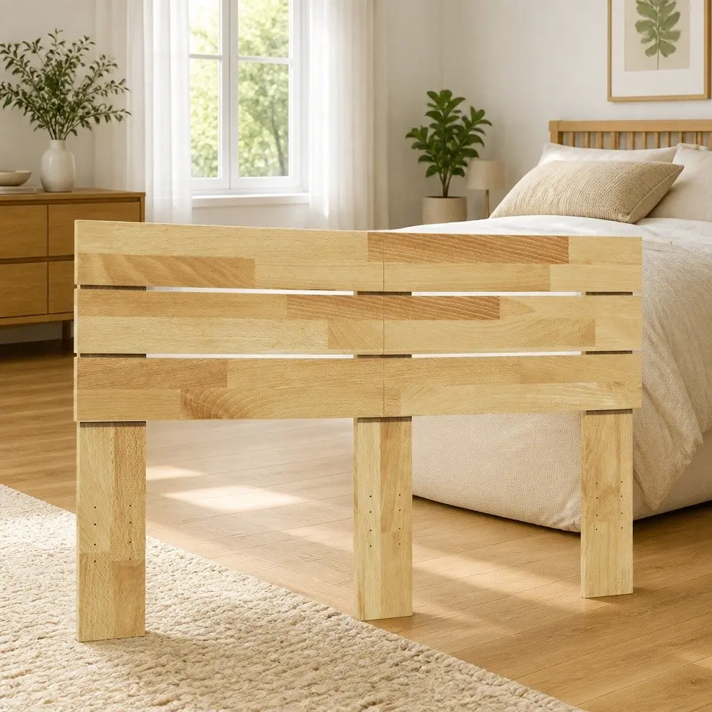 Headboard 120 cm Solid Oak Wood Brown Bedroom Bed Frame Support Backrest