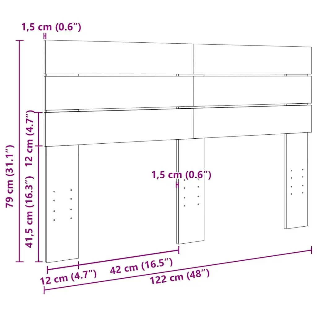 Headboard 120 cm Solid Oak Wood Brown Bedroom Bed Frame Support Backrest