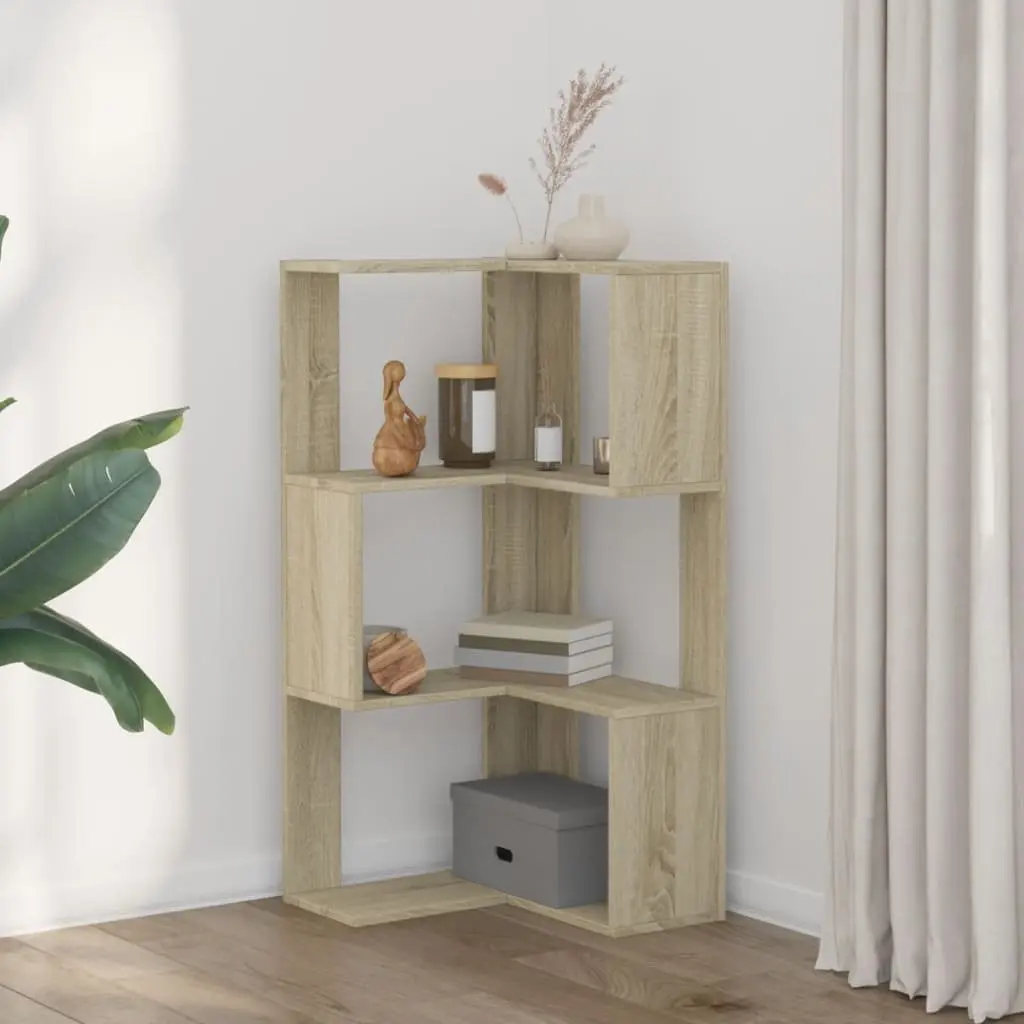 Corner Bookcase 3-Tier Compact Storage Shelf for Living Room