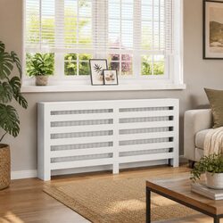 Modern White Radiator Cover 175x20x82 cm for Your Home
