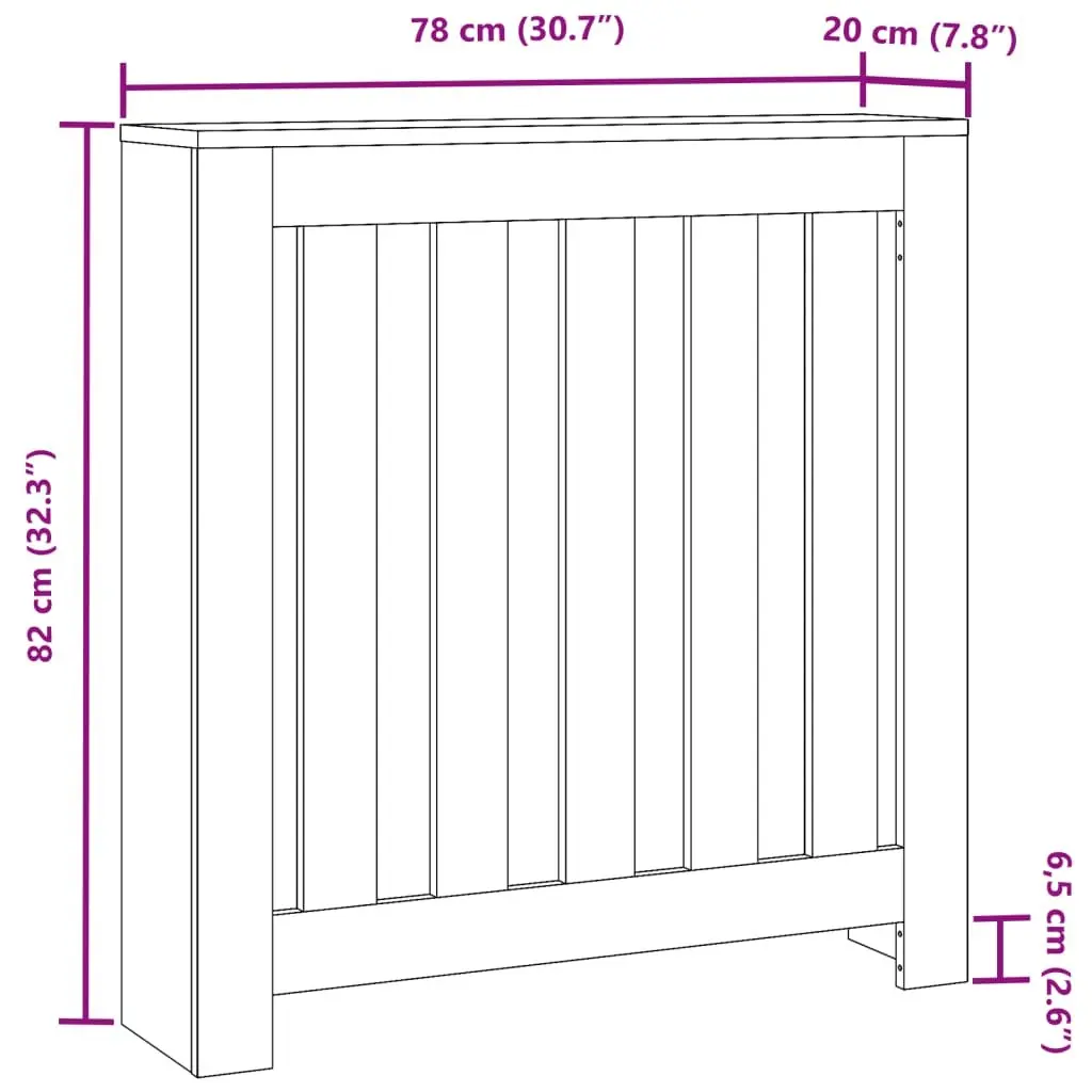Radiator Cover White 78 x 20 x 82 cm Slatted Cabinet Living Room Shelf Heater
